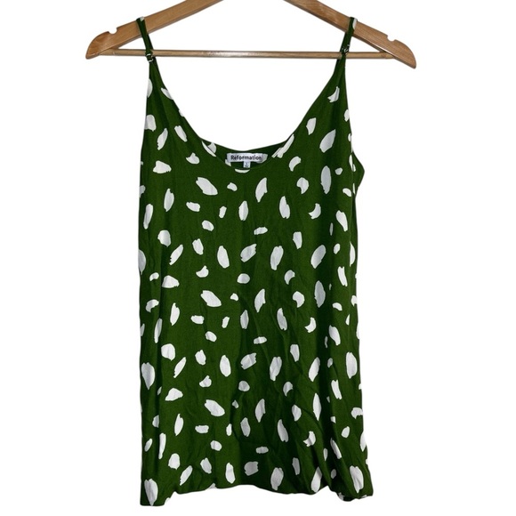 Reformation Women's Ventura White Green Cami Tank Top size Large Eclectic Artsy - Picture 2 of 5